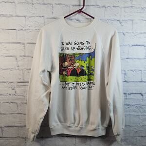 Vintage Hanes Frank And Ernest Sweatshirt 1972 Jogging Making My Beer Foam Up L